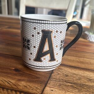 Anthropologie Monogrammed “A” Black and White Mug